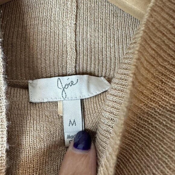 Joie TurtleNeck Sweater‎ Womens M Brown Cashmere Wool Blend Luxury Neutral Soft - Picture 6 of 12